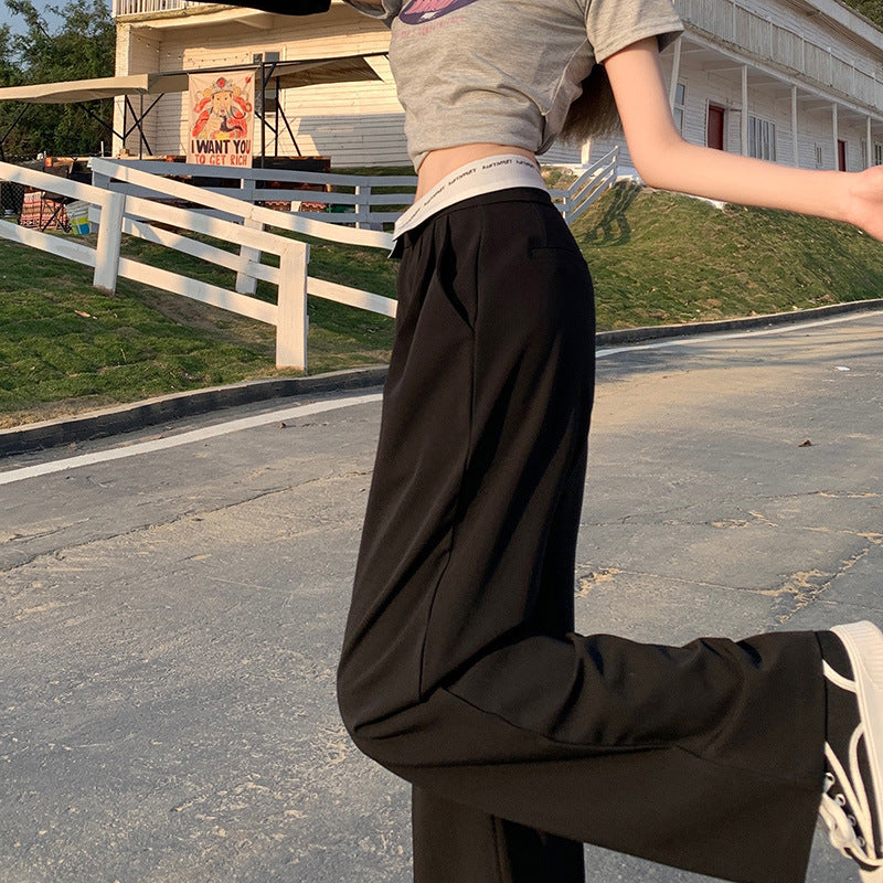 【送料無料】アメリカンスタイル ハイウエスト ワイドレッグ パンツ トレンド ホットガール mry000675