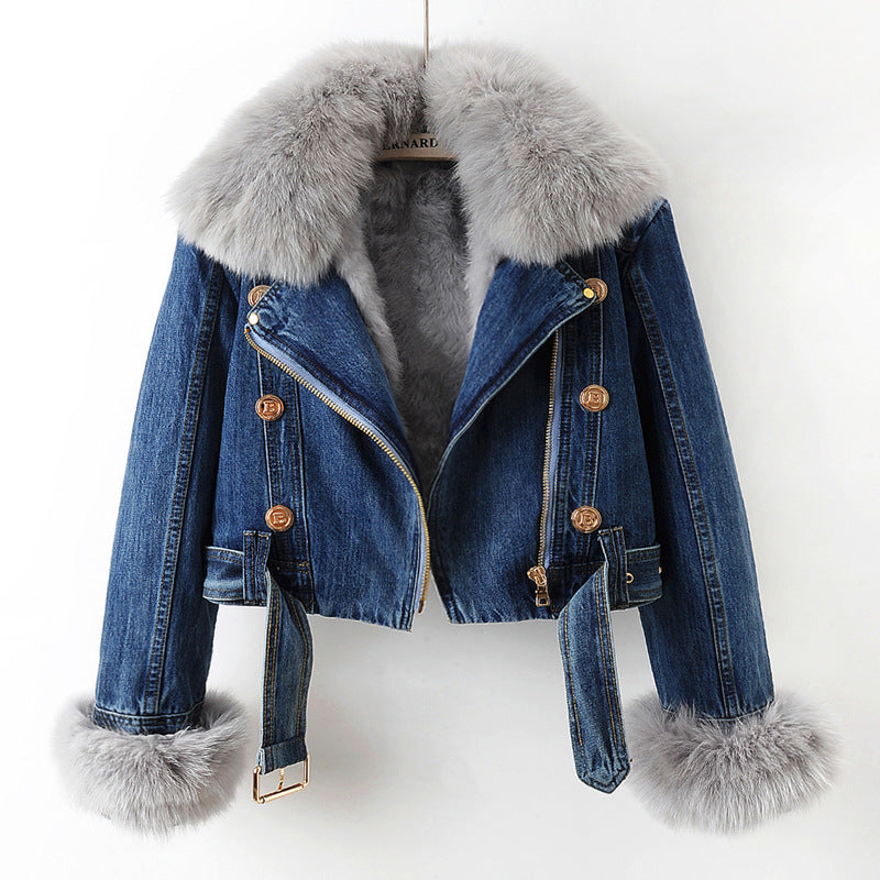 【評価★4.8以上/2color】Luxury Faux Fur Denim Jacket mry001938