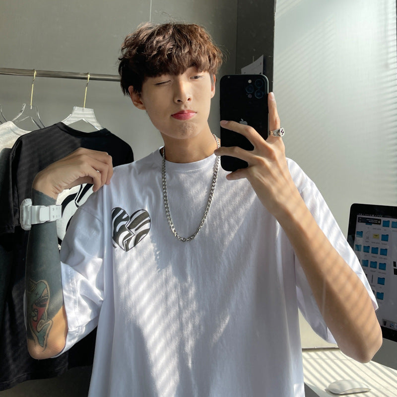 【送料無料】ハートロゴ 2カラー Tシャツ 韓国ストリート 韓国カジュアル ユニセックス シンプルコーデ mry000553