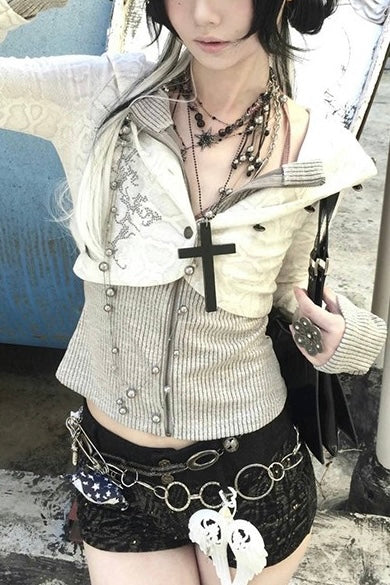 Layered Knit Zip Top mry002131