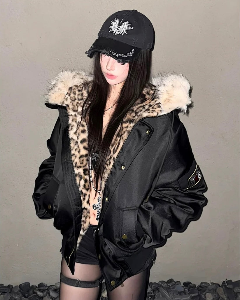 🔥即納アイテム🔥※残りわずか【人気No.1/評価★4.8以上】Leopard Fur Hooded Jacket mry001993