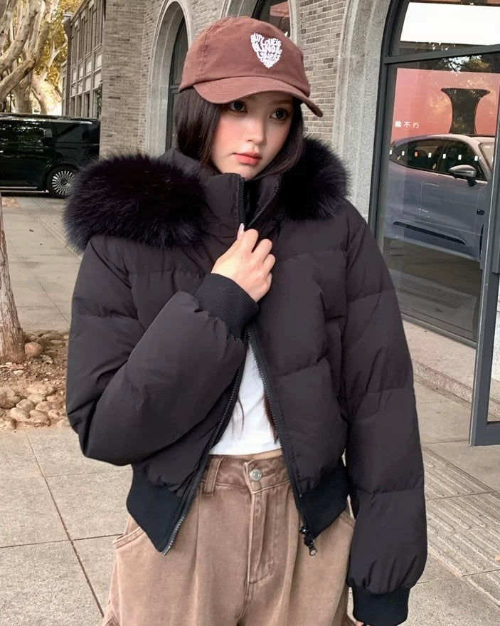 【爆安】Short Puffer Food Fur Jacket mry001966