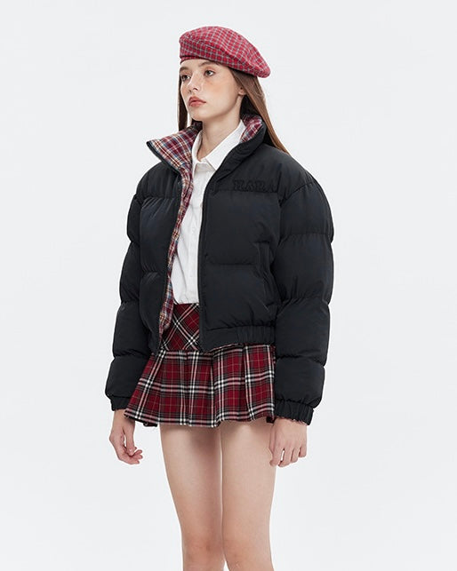 【2color】Reversible Checkered Short Down Jacket mry001802