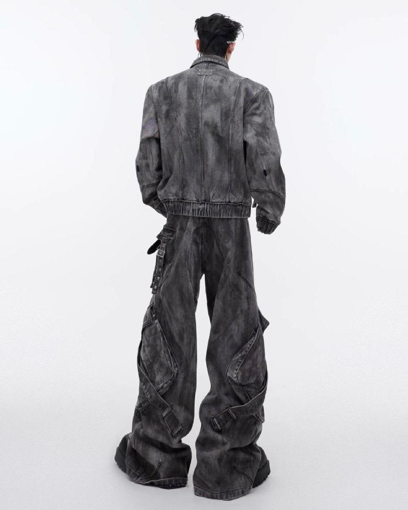 Set-Up Washed Black Utility Jacket & Cargo Pants mry001809