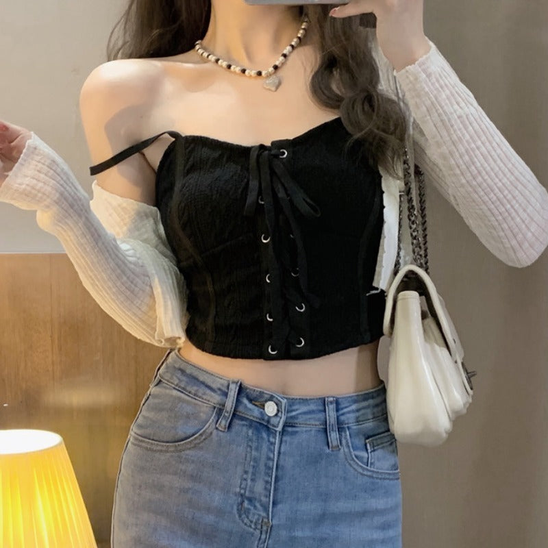 【送料無料】2023SS ホットガール デザイン ショート キャミソール 韓国カジュアル 韓国ガーリー mry000745