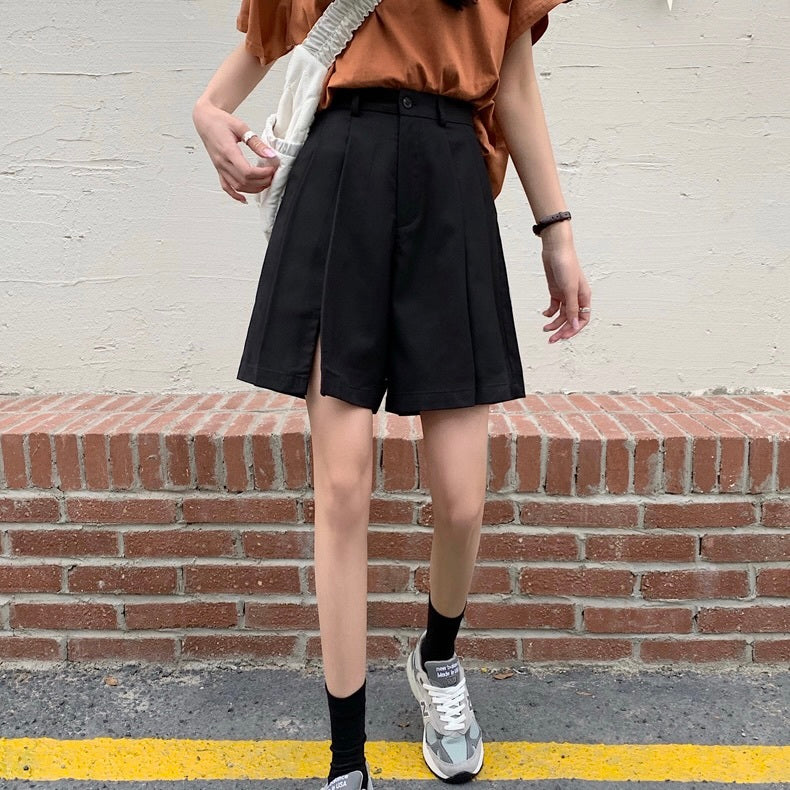 ショートワイドパンツ カジュアル ハイウエスト Aライン mry000024