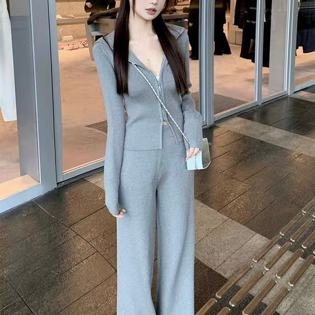 アメリカン 韓国ストリート 韓国カジュアル ジップアップ ワイドパンツ セットアップ mry001144