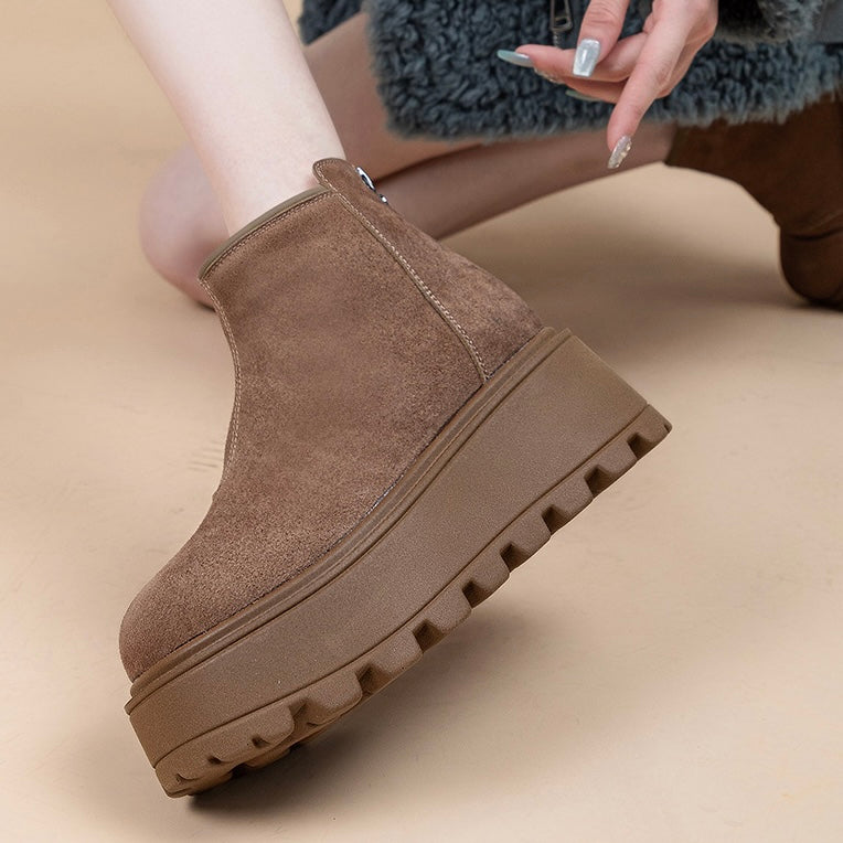 Chunky Platform Suede Ankle Boots mry001971