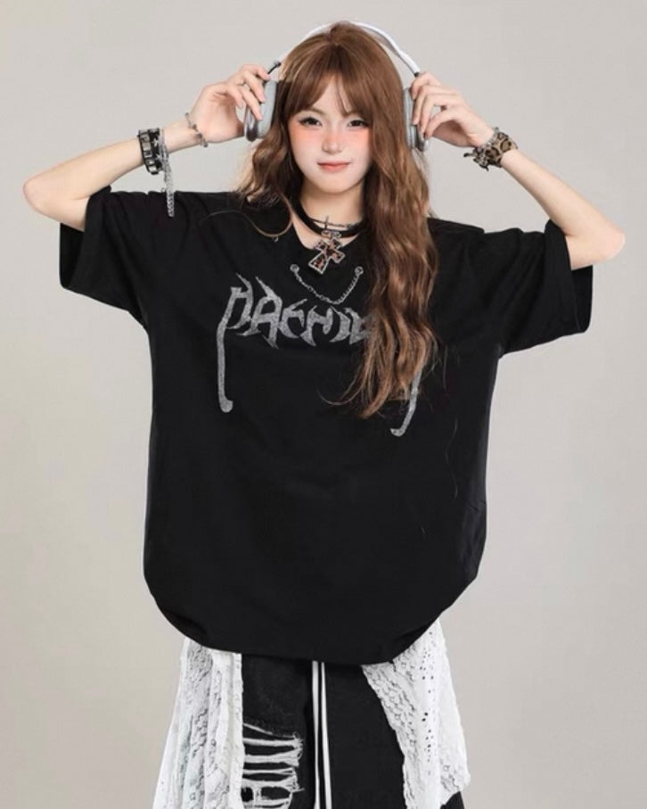 【リピート続出 /2color / Unisex】Vortex Chain Print T-Shirt mry001641