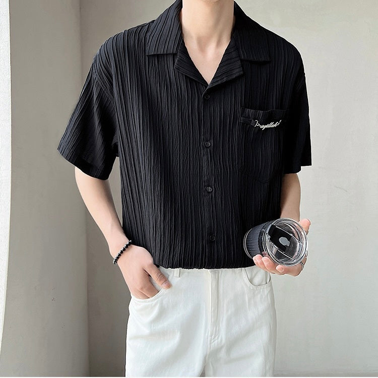 【送料無料】2カラー展開 2023SS チェーン ロゴ ストライプ シャツ 韓国カジュアル mry000887