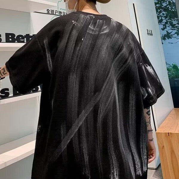 2カラー展開 2023SS アメリカン レトロ メンズ アルファベット デザイン 半袖 ビッグ Tシャツ 韓国カジュアル 韓国モード mry000902