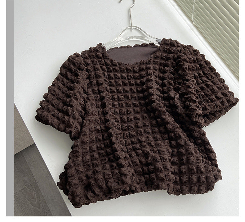 ソリッド ラウンドネック テクスチャー ブラウス mry000229