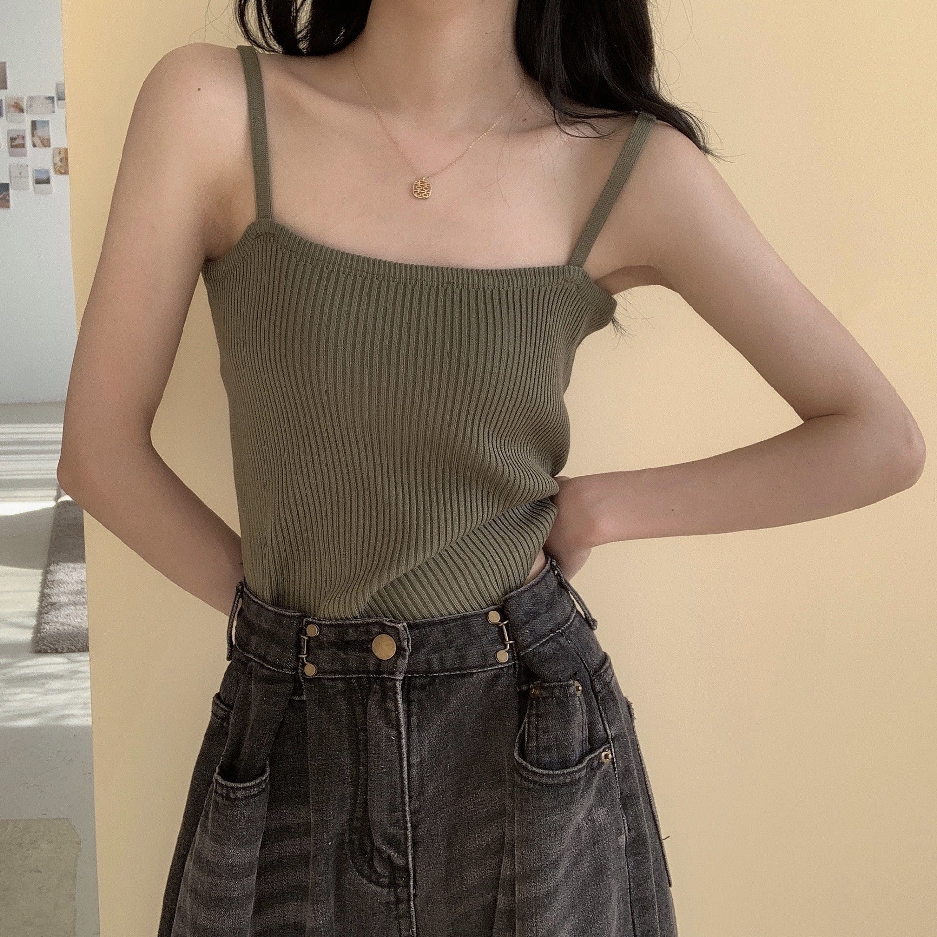 【送料無料】5カラー展開 ノースリーブ トップス インナー キャミソール mry000647