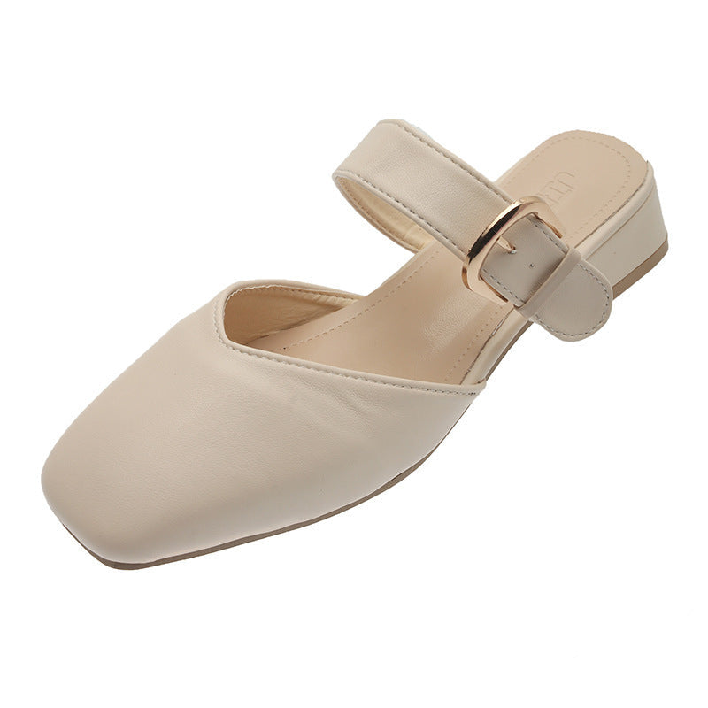 スクエアトゥ ミッドヒールサンダル mry000412