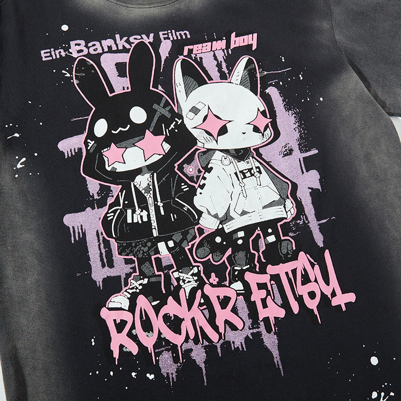 【2color】Punk Bunny Rebels T-shirt mry001728
