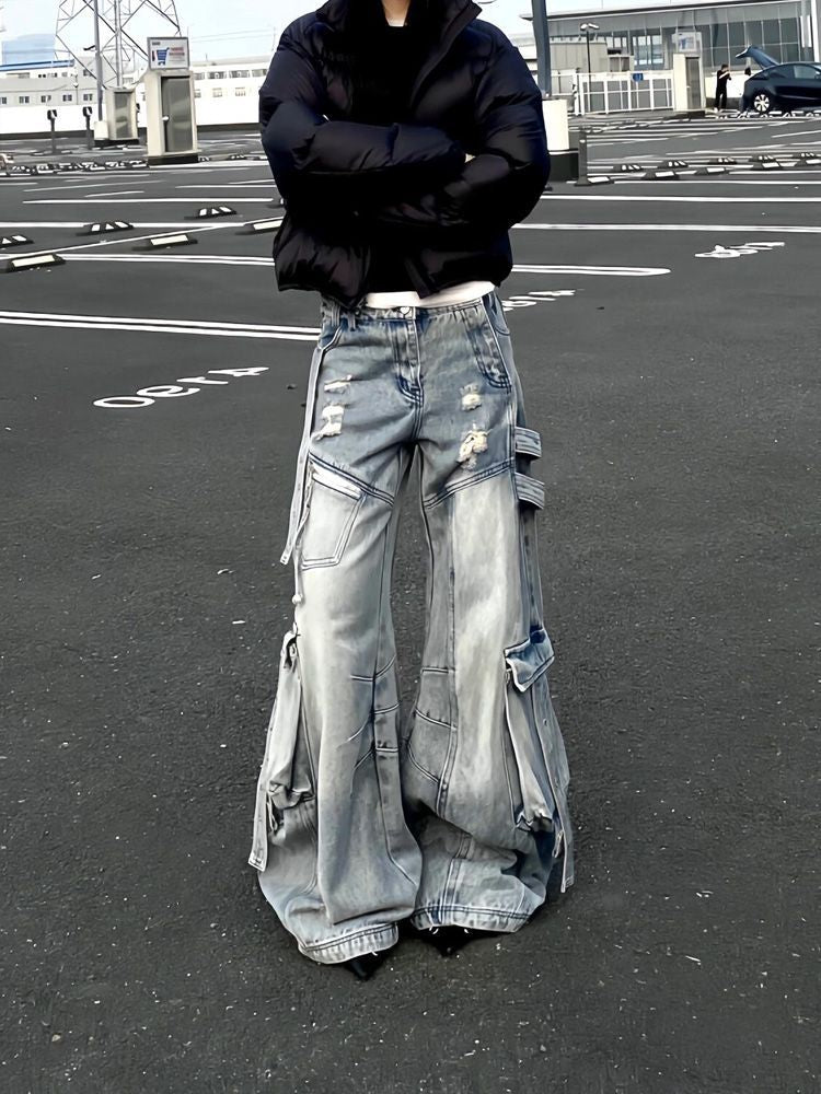 Revolt Distressed Baggy Denim Pants mry001701