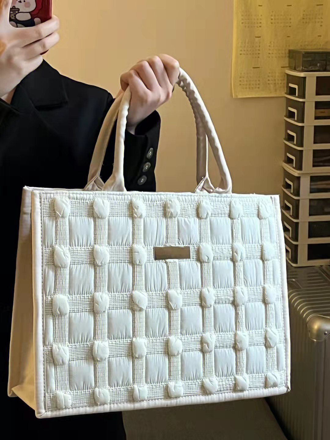 【送料無料】ホワイト キルティング カジュアル オールマッチ トート mry000628