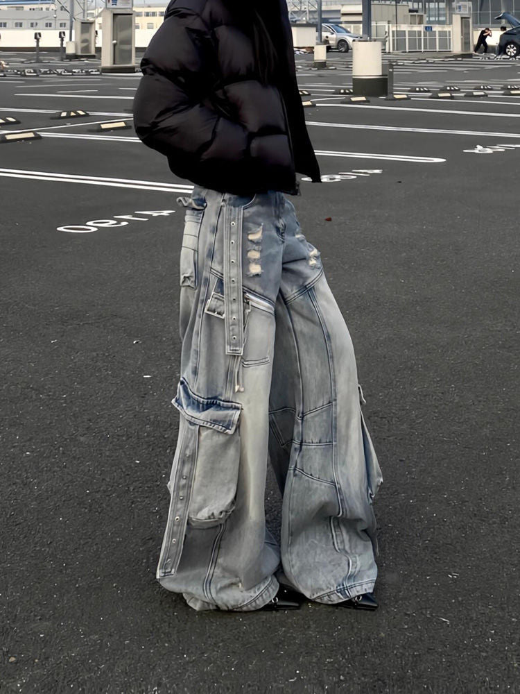 Revolt Distressed Baggy Denim Pants mry001701