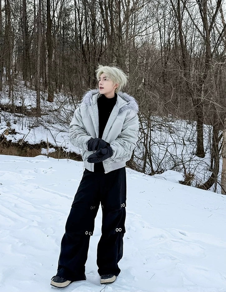 【高品質】Fur Hooded Bomber Jacket mry001984