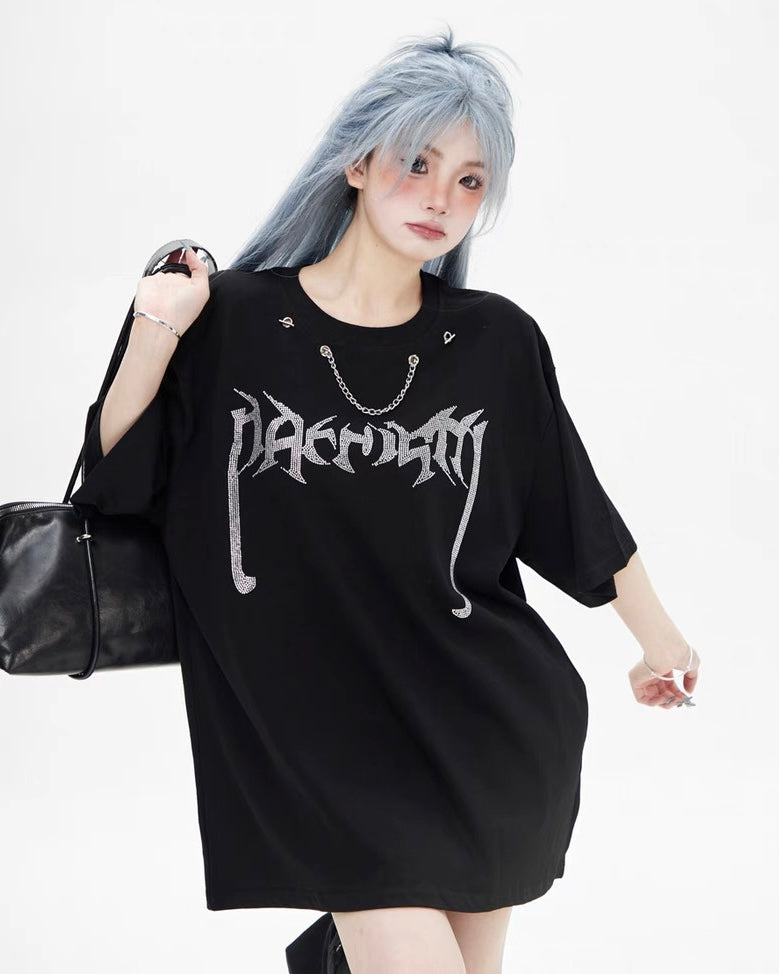 【リピート続出 /2color / Unisex】Vortex Chain Print T-Shirt mry001641