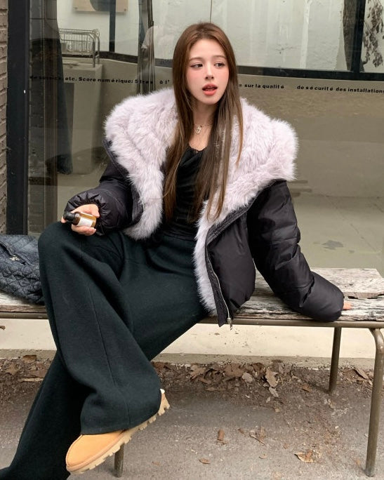 Fur Collar Short Puffer Jacket mry002084