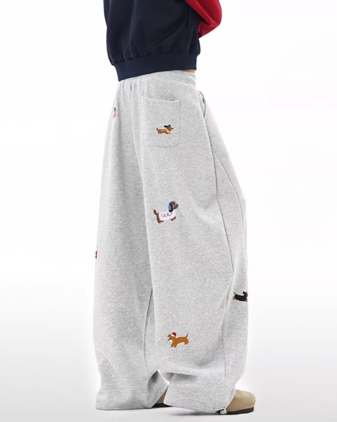 【YURU:FIT】Cartoon Dog Loose Fit Pants mry001880