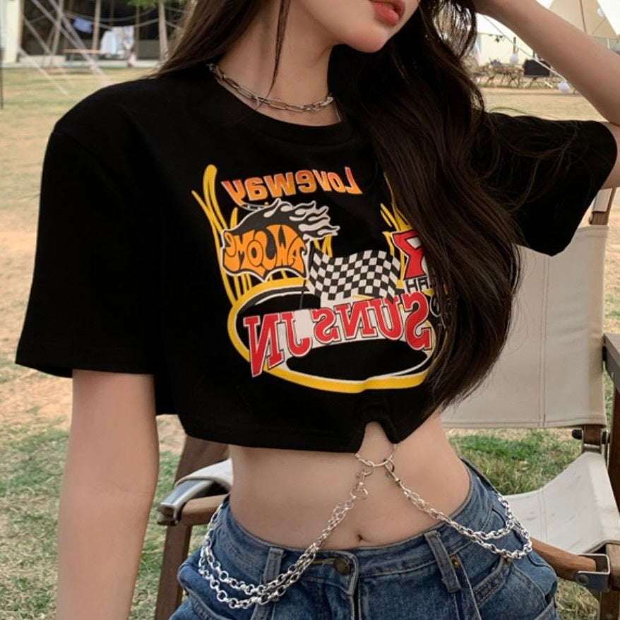 2023SS アメリカン レトロ オールマッチ 半袖 Tシャツ 韓国ストリート 韓国カジュアル mry000703