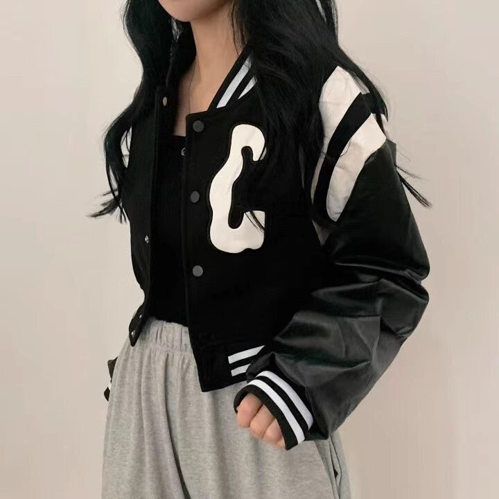 【Carina】アメリカン 韓国ストリート 韓国カジュアル トレンド ショート丈 スタジアムジャンパー mry001281