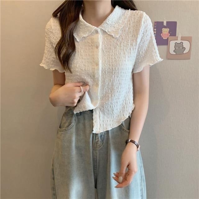 【送料無料】4カラー展開 カジュアル ガーリー トップス シャツ mry000641