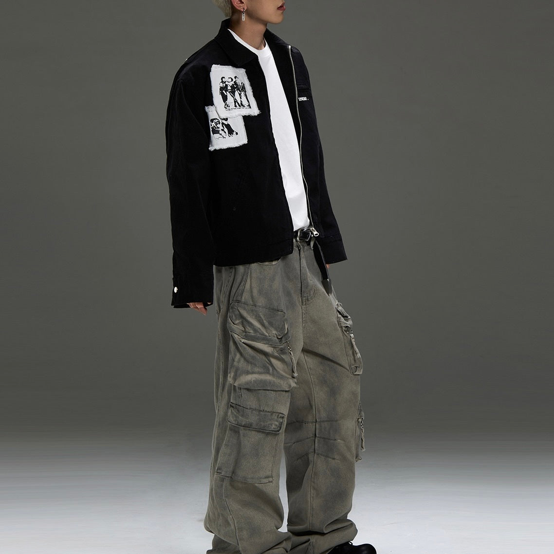 アメリカン 韓国ストリート 韓国デザイン レトロ バックプリント ワークジャケット my001254