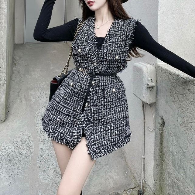 ガーリー ツイード ベスト mry000152