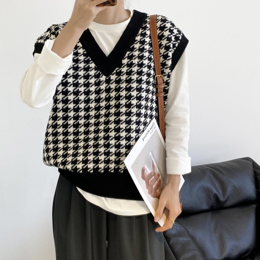 AW 千鳥柄 ニット ベスト mry000150