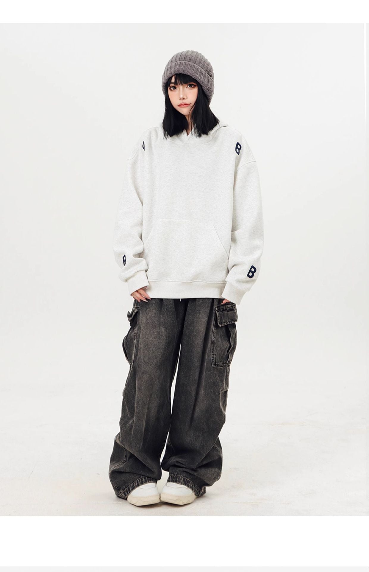【2color】B-Emblem Oversized Hoodie mry001635