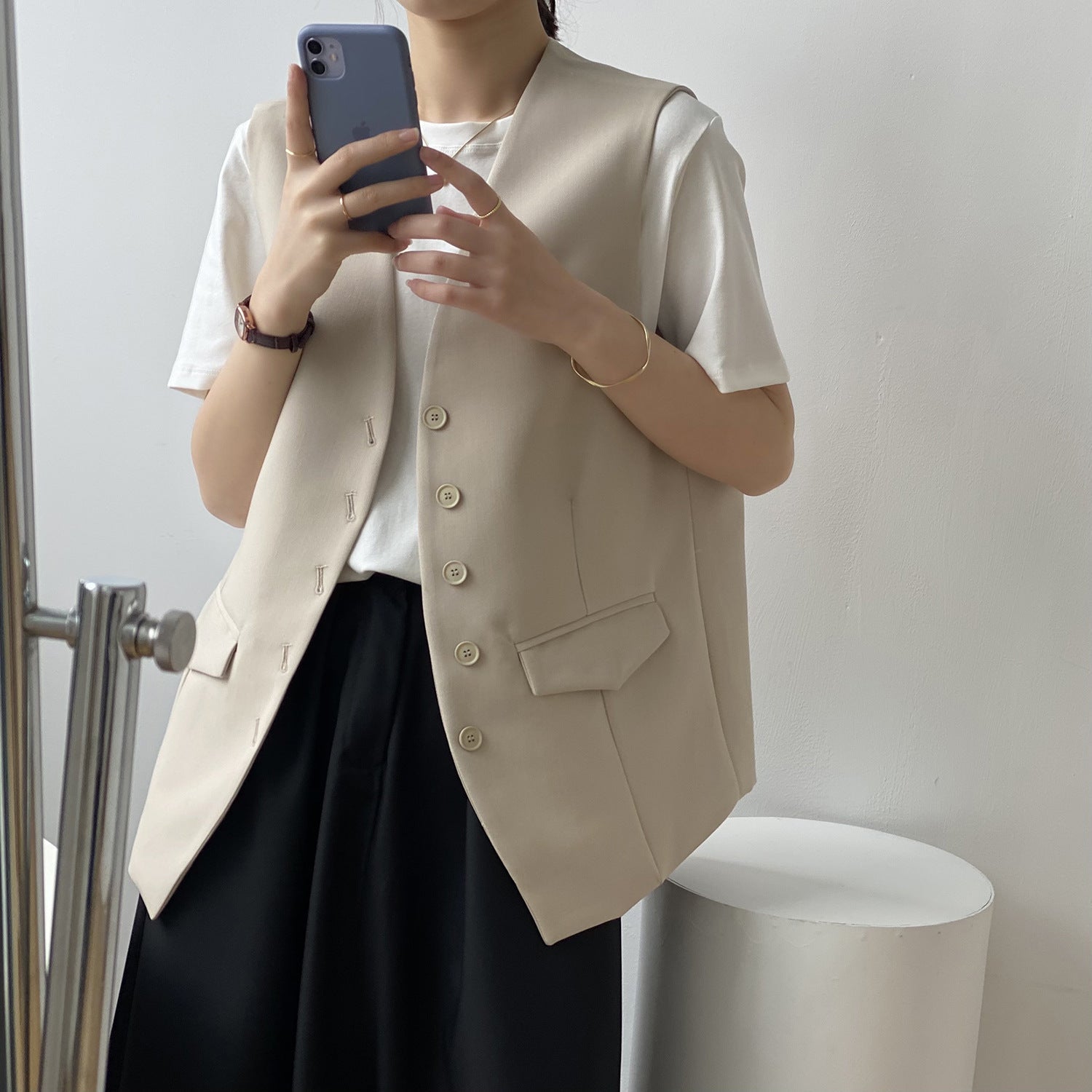 AW ノースリーブ シングル ブレスト ベスト ジャケット mry000077