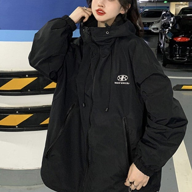 【送料無料】フード付き ジャケット ワンポイント デザインロゴ 韓国カジュアル 韓国ストリート mry000548