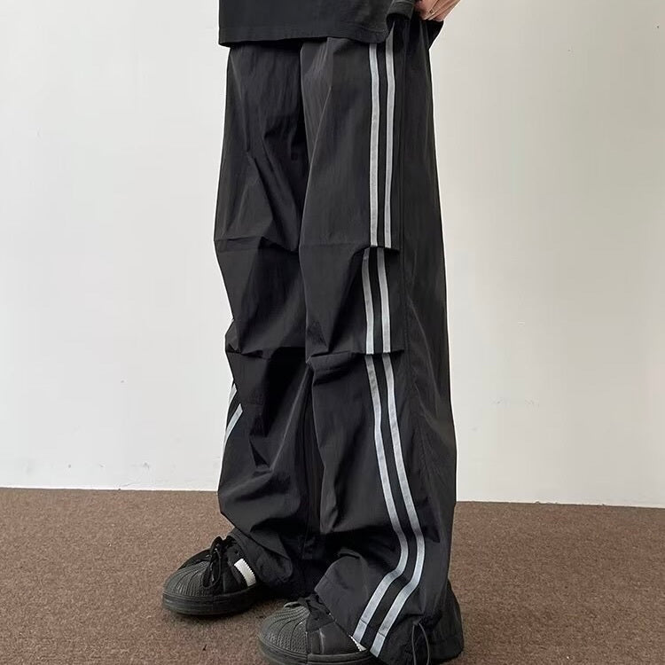 2カラー展開 アメリカン 韓国ストリート韓国カジュアル ナイロン生地 ワイドパンツ mry001233