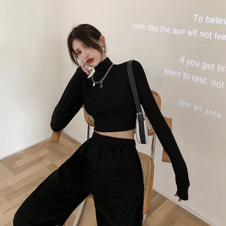 3カラー展開 タートルネック ショートトップ 韓国カジュアル 韓国モード mry000972