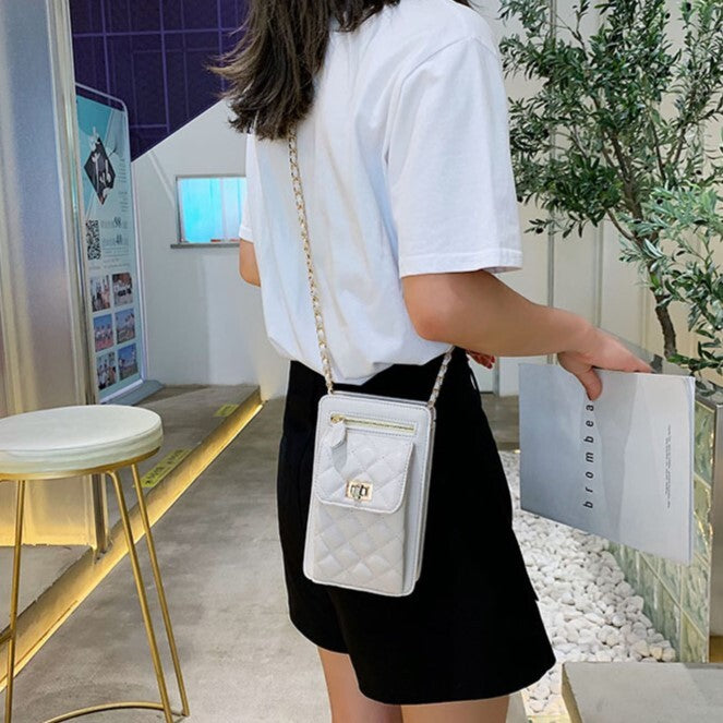 【送料無料】3カラー展開 キルティング スマホ ポシェット ミニバッグ mry000627