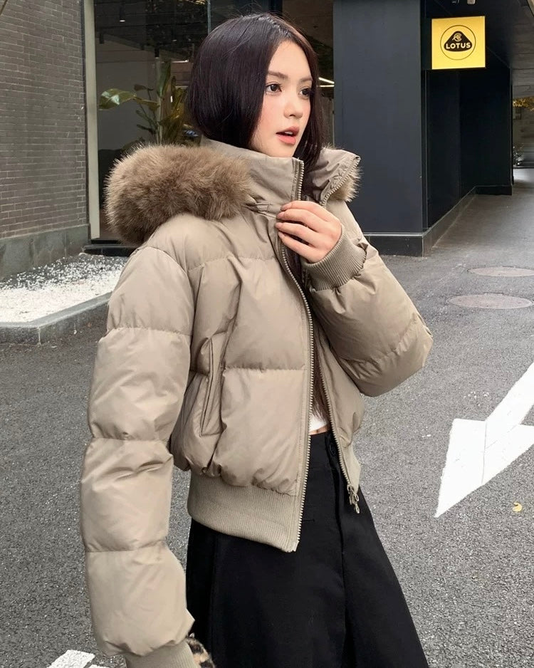 【爆安】Short Puffer Food Fur Jacket mry001966