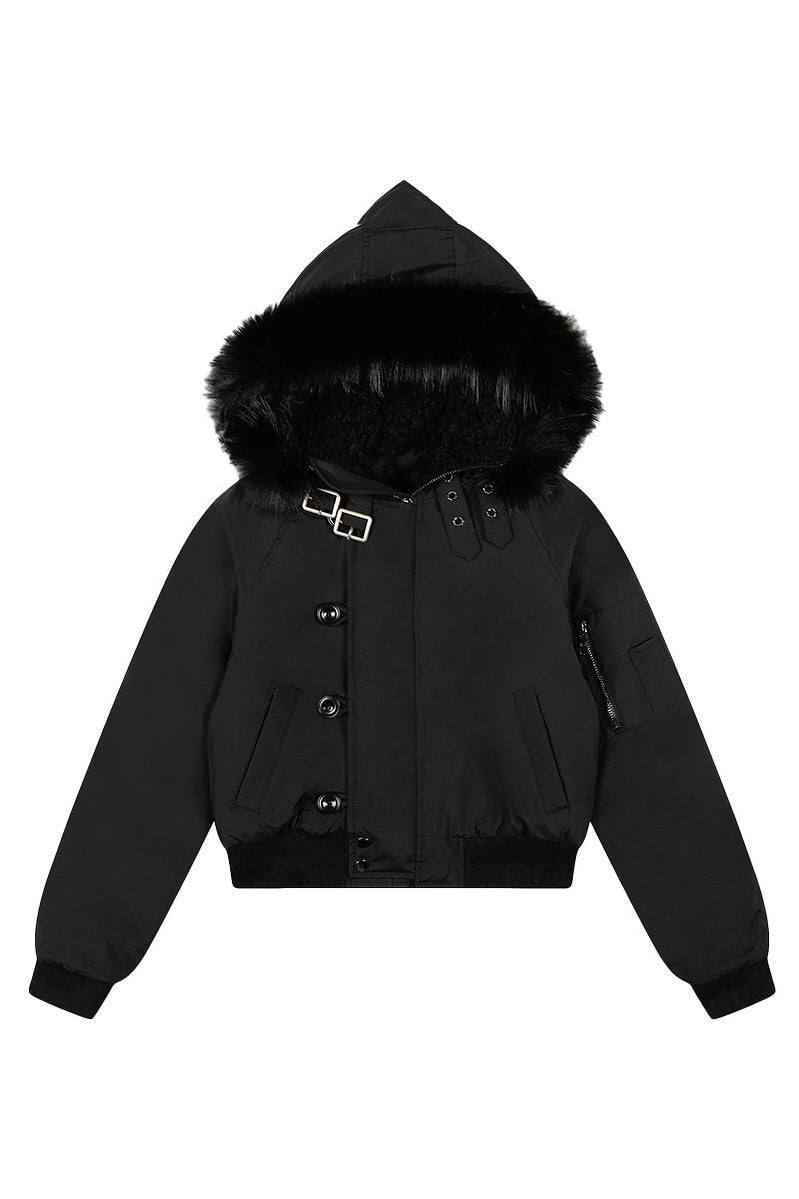 Fur Trim Hooded Puffer Jacket mry002197