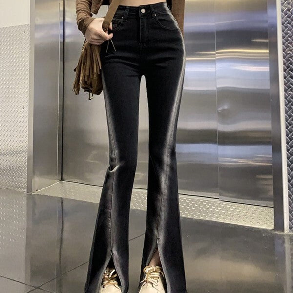 【送料無料】スリット フレアパンツ 韓国ストリート 韓国カジュアル mry000592