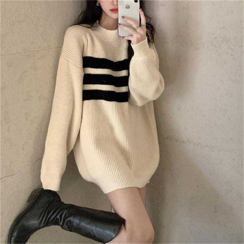 【Orchid】3カラー展開 韓国ストリート 韓国カジュアル ストライプ オーバーサイズ ニット mry001304