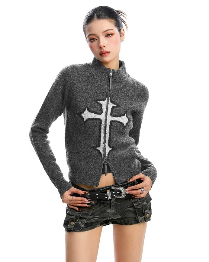 Cross Zip Knit Jacket mry002073