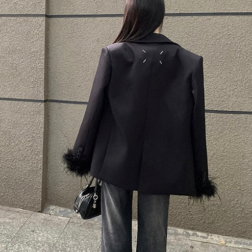 【Chéri】韓国デザイン 韓国カジュアル モノトーン テーラードジャッケット mry001133