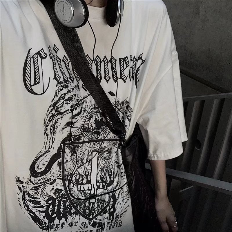 2カラー展開 2023SS ダーク ストリート オールマッチ 半袖 Tシャツ 韓国カジュアル 韓国ストリート mry000862