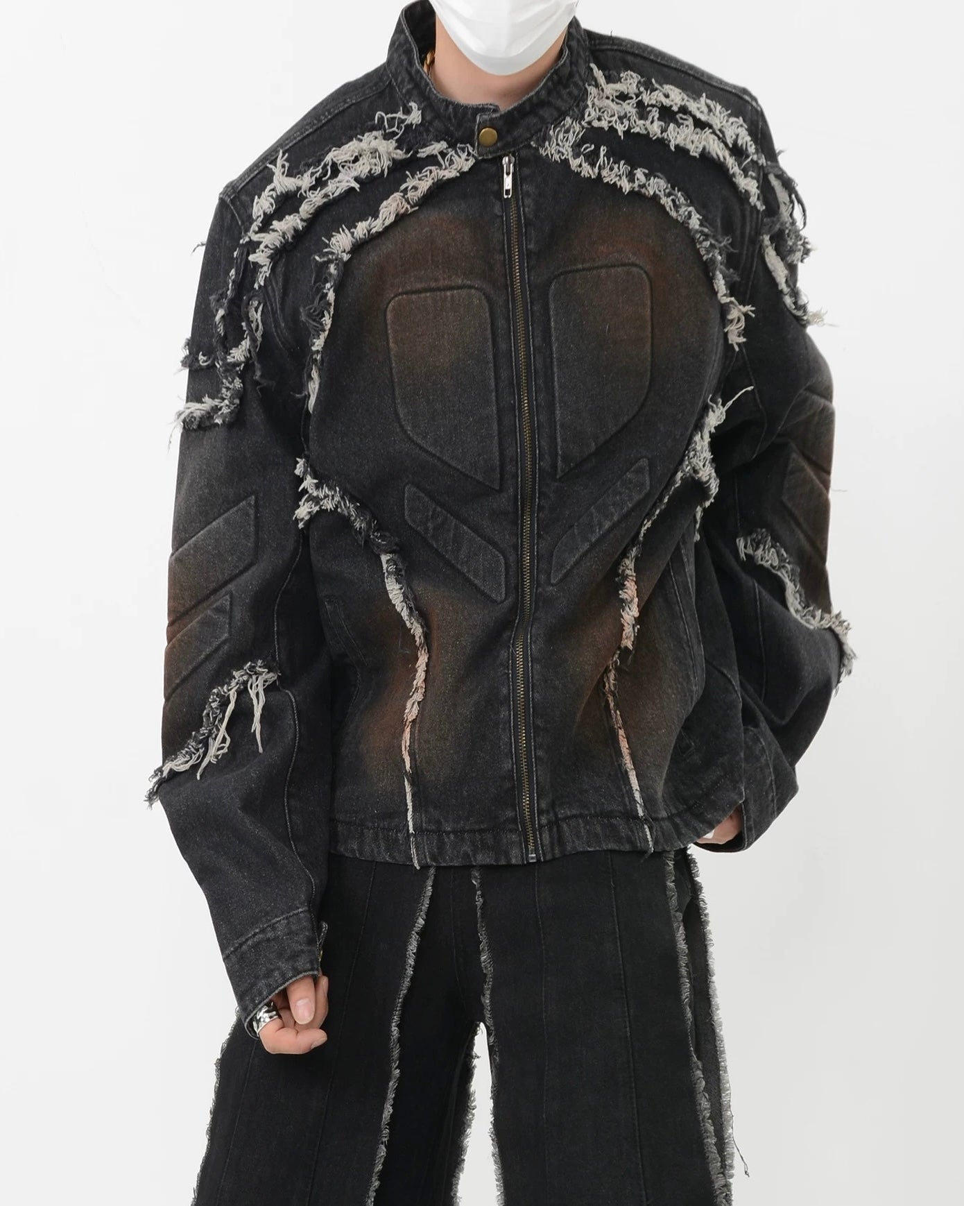 【2color】Distressed Denim Rider Jacket mry001815