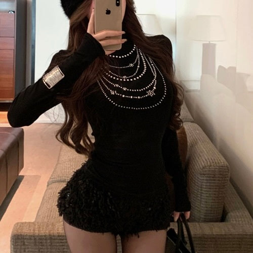 【Orchid】2カラー展開 チェーンジュエルニット mry001525