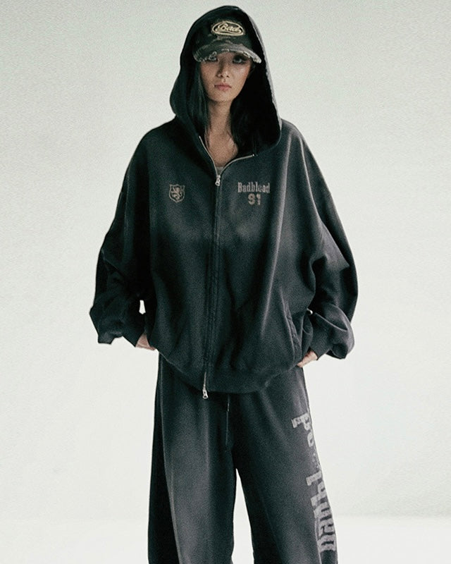 【Tops】Badblood Oversized Zip Hoodie mry001884