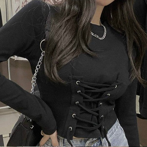 レースアップ クロップシャツ mry000262