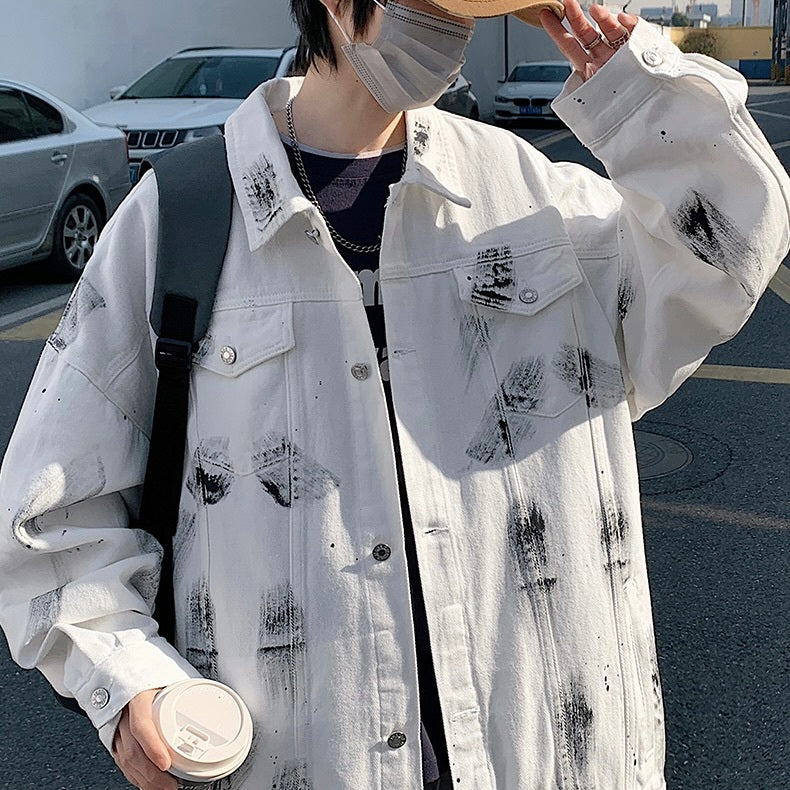 2カラー展開 アメリカン 韓国ストリート 韓国カジュアル デニム生地 ヴィンテージ ジャケット mry001249